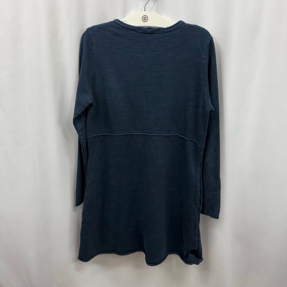 Cut Loose Blue Sweater Dress Tunic Sweatshirt 100% Cotton Pockets Lagenlook M - Picture 2 of 6